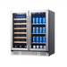 KingsBottle 30" Combination Beer and Wine Cooler with Low-E Glass Door, SS - front view with cans and bottles inside