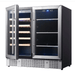 KingsBottle 36" Beer and Wine Cooler Combination with Low-E Glass Door SS - with one door open, showing shelves