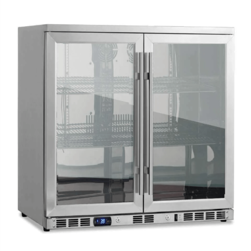 KingsBottle 36 Inch Heating Glass 2 Door Built In Beverage Fridge - front view