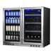 KingsBottle 39 Inch Under Counter Wine And Beer Fridge Combo, SS - front view with cans and bottles inside