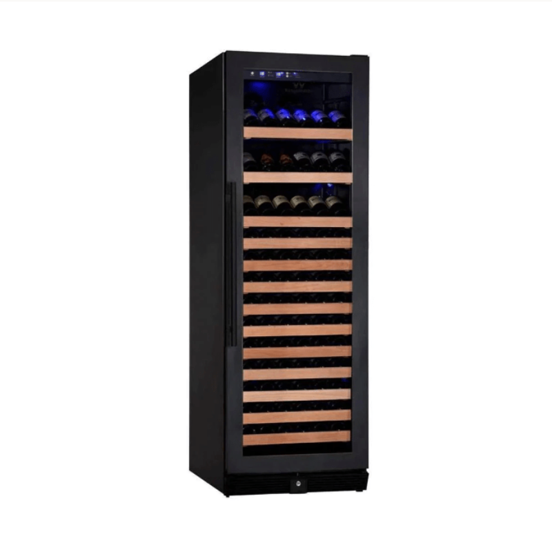 KingsBottle Tall Large Wine Cooler Refrigerator Drinks Cabinet with Borderless Black Door, LHH - front view