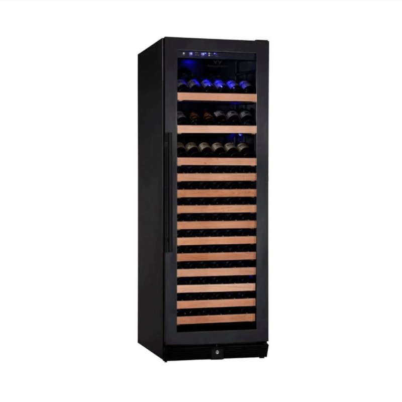 KingsBottle Tall Large Wine Cooler Refrigerator Drinks Cabinet with Borderless Black Door, RHH - front view