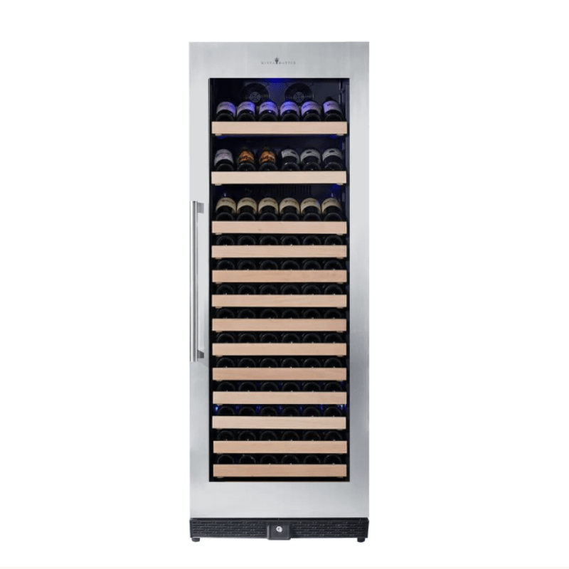 KingsBottle Tall Large Wine Cooler Refrigerator Drinks Cabinet with Stainless Steel Trim, SS, RHH- front view