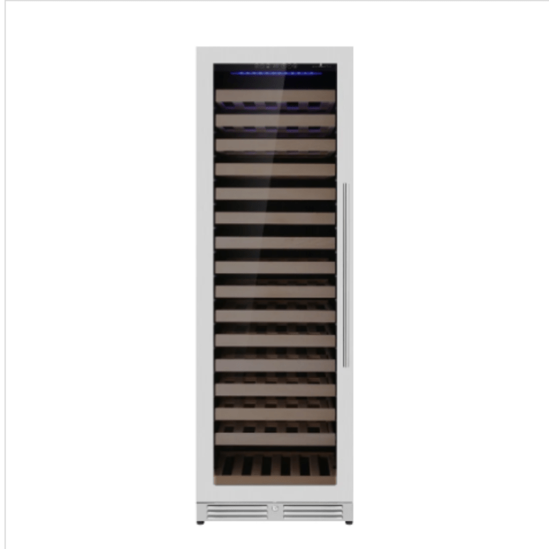 KingsBottle Upright Single Zone Large Wine Cooler With Low-E Glass Door and Stainless Steel Trim LHH - front view