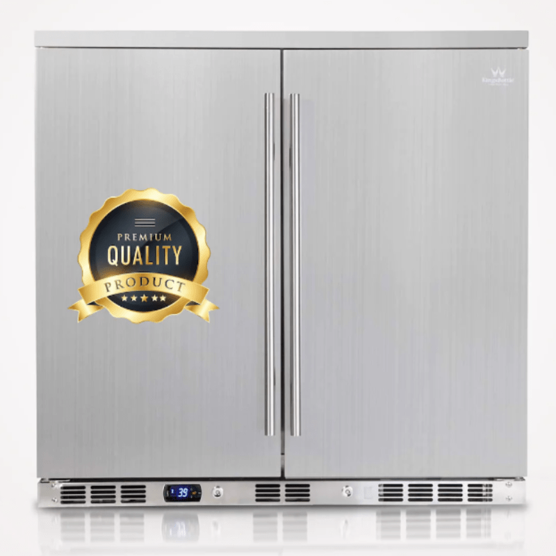 Kingsbottle 36 Inch Outdoor Beverage Refrigerator 2 Door For Home - front view