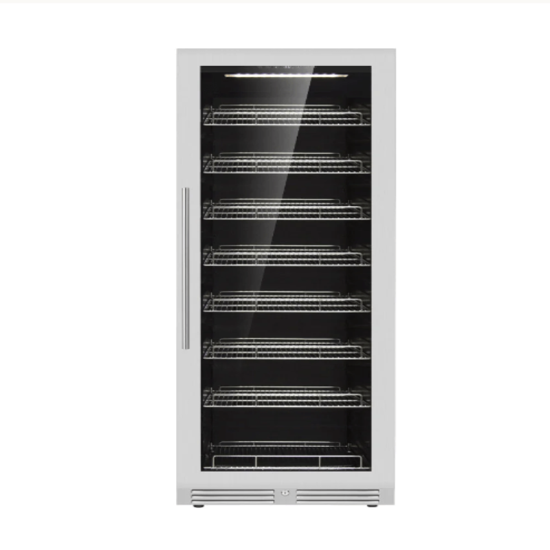 Kingsbottle Large Beverage Refrigerator With Low-E Glass Door, SS, RHH - front view