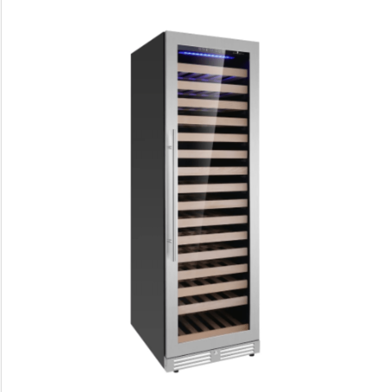 Kingsbottle Upright Single Zone Large Wine Cooler With Low-E Glass Door and Stainless Steel Trim RHH - front view