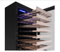 Wine cooler with wooden shelves on a white background