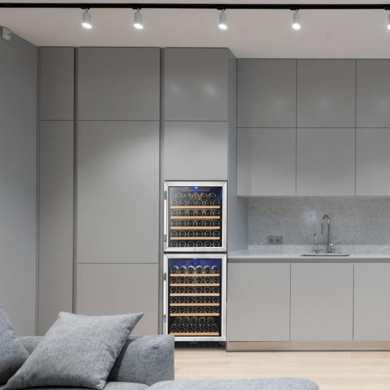 Lanbo 133 Bottle, Dual Zone, Double Door Wine Fridge-Built-In