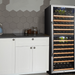 LANBO 138 BOTTLE DUAL ZONE WINE COOLER, SS, RHH - freestanding in a kitchen