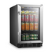 Lanbo 70 Can Beverage Refrigerator, SS, RHH - front view with cans inside