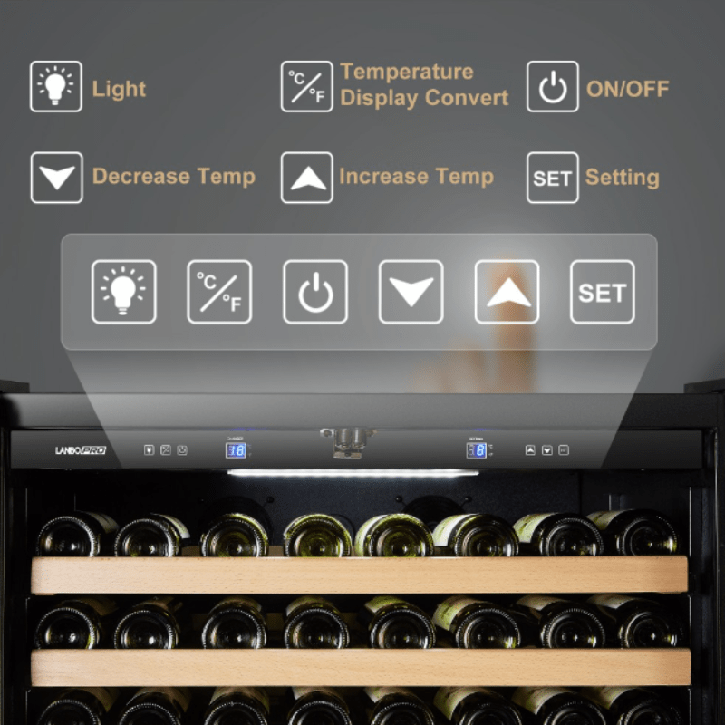 LanboPro 289 Bottle Single Zone Wine Cooler - control panel