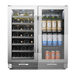 LanboPro 30 Inch Dual Door and Dual Zone Wine and Beverage Cooler - front view with bottles and cans inside