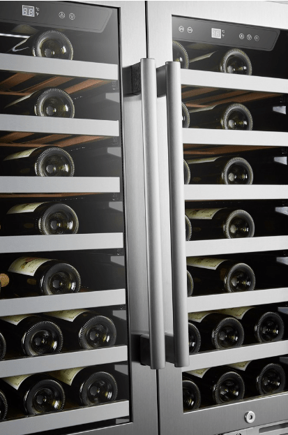 LanboPro 62 Bottle Dual Door Dual Zone Wine Cooler, SS