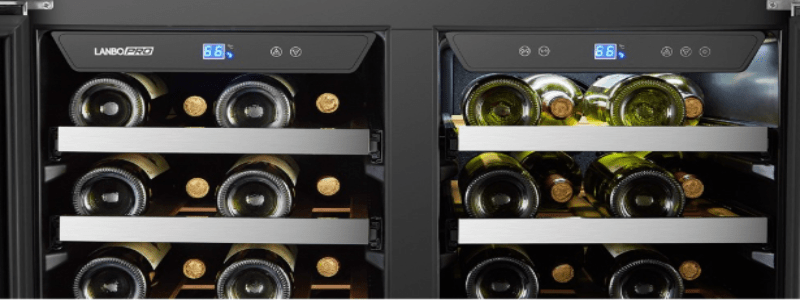  LanboPro 62 Bottle Dual Door Dual Zone Wine Cooler, SS - control panel