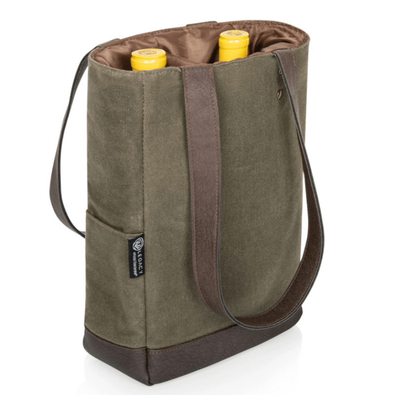 Legacy Barware 2 Bottle Insulated Wine Cooler Bag - open with 2 bottles of wine inside