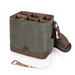 Legacy Barware Beer Caddy Cooler Tote With Opener - Khaki Green with Brown Accents - tote open showing interior