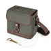 Legacy Barware Beer Caddy Cooler Tote With Opener - Khaki Green with Brown Accents - front view of tote and opener