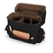 Legacy Barware Moreno 3-Bottle Wine & Cheese Tote - Black - Wine Bag and Cheese Knife Open Bag View