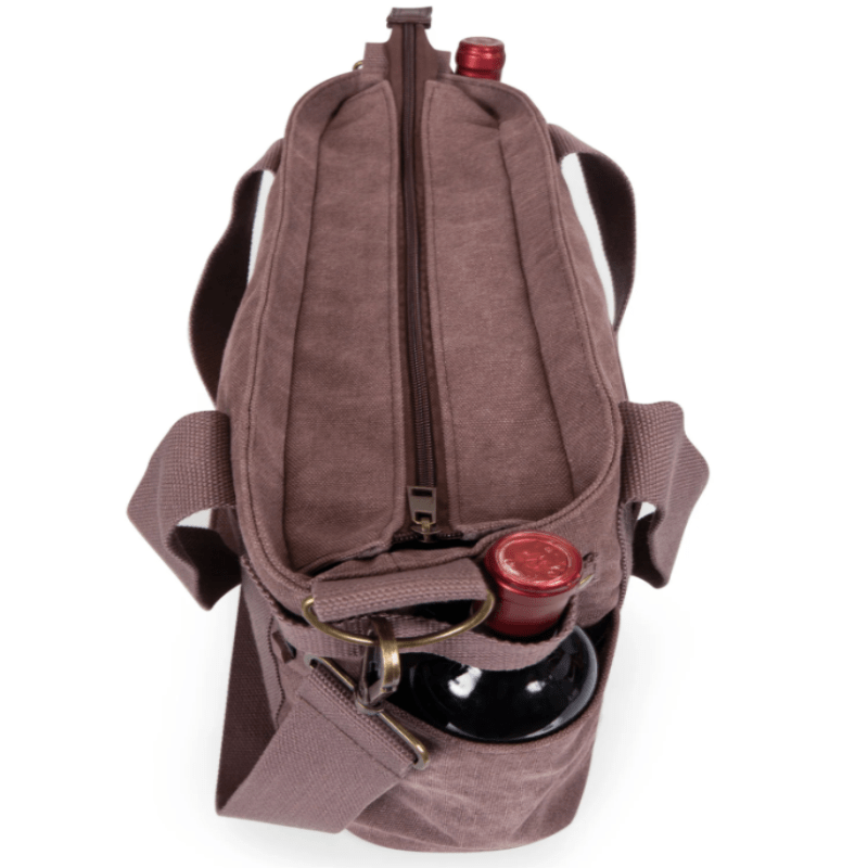 Legacy Barware Temecula Wine and Cheese Bag - Mulled Wine - Top view of Wine and Cheese Bag