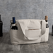 Legacy Barware Temecula Wine and Cheese Bag - Natural White Canvas - Wine Bag and have a Wine bottle in both side pockets