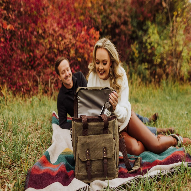 Legacy Barware Weekender 6 Bottle Insulated Wine Bag - Woman getting the Wine In the Wine bag