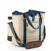 Legacy Barware Wine Country Wine & Cheese Picnic Tote - Beige Canvas with Navy Blue & Brown Accents - Back View of Wine and Cheese Picnic Tote