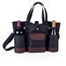 Legacy Barware Wine Country Wine & Cheese Picnic Tote - Black with Burgundy Accents - Two Wine Bottles In Wine Bag