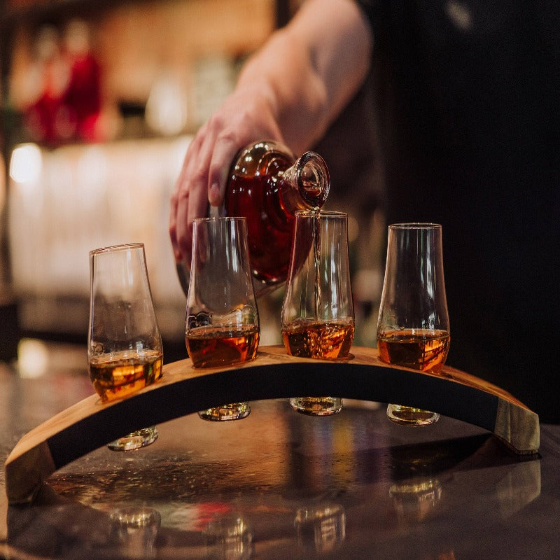 Legacy Lowlands Whiskey Flight Tasting Set - pouring whiskey into the glasses