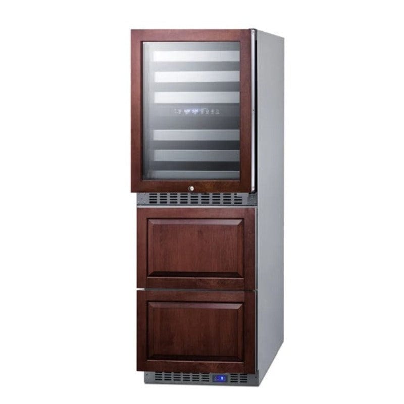 Summit 24" Wide Combination Dual-Zone Wine Cellar and 2-Drawer All-Refrigerator - front and side view