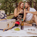 Picnic Time Boardwalk Picnic Basket for 4 - Beige - man and woman on a picnic with wine