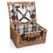 Picnic Time Bristol Picnic Basket - Navy Blue & Burgundy Plaid Pattern - Open View of Bristol Basket