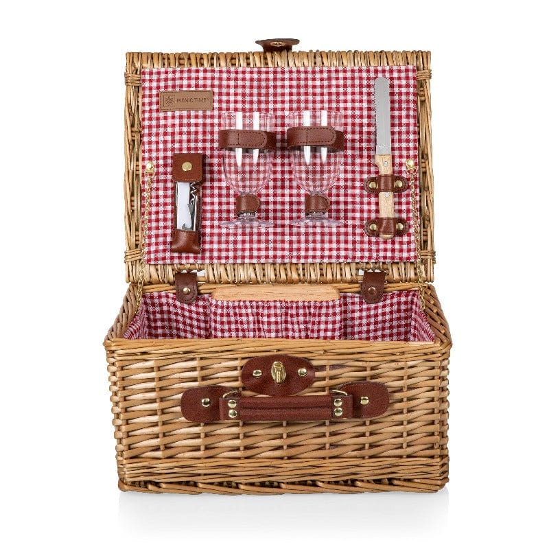 Picnic Time Classic Wine & Cheese Picnic Basket - Front View with lid open