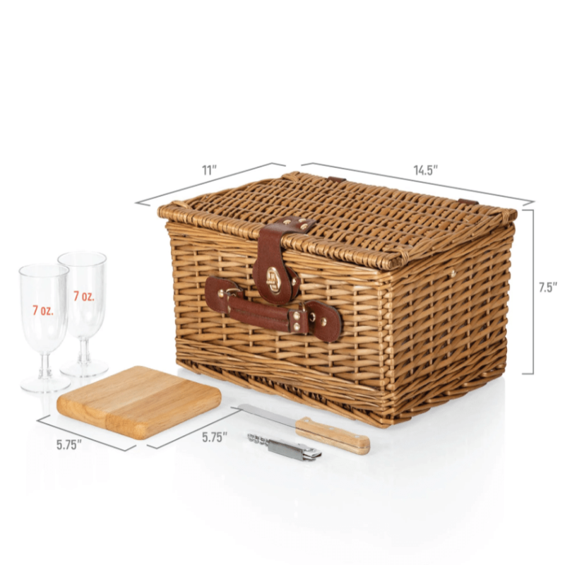 Picnic Time Classic Wine & Cheese Picnic Basket - Length and Width of the Basket