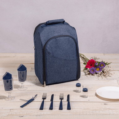 Picnic Time Colorado Picnic Cooler Backpack - Navy Blue - Closed View