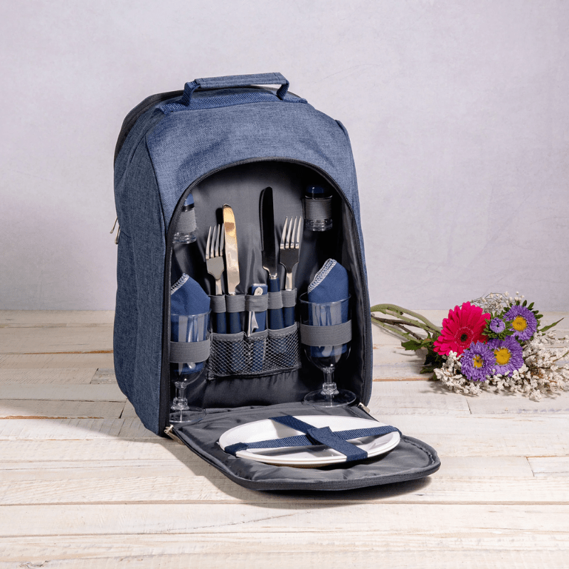 Picnic Time Colorado Picnic Cooler Backpack - Navy Blue - Open View