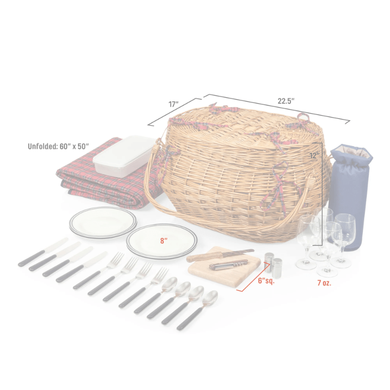 Picnic Time Highlander Picnic Basket - Dimensions of the basket