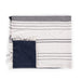 Picnic Time Montecito Picnic Blanket with Harness - White & Blue Stripe - both sides of blanket