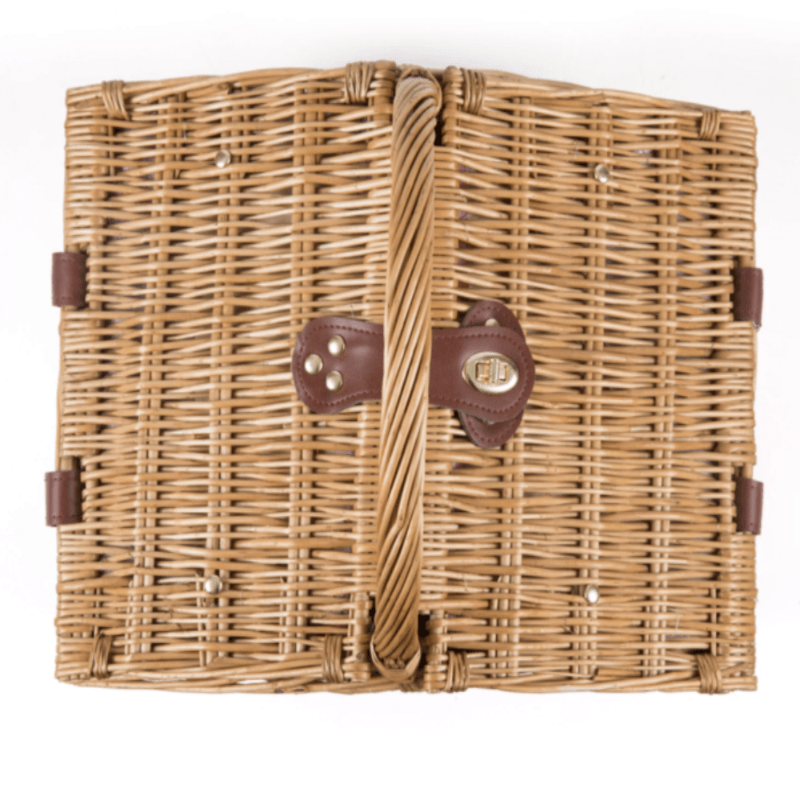 Picnic Time Piccadilly Picnic Basket - Red & White Plaid Pattern - view from above of basket closures