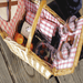 Picnic Time Piccadilly Picnic Basket - Red & White Plaid Pattern - view fro above of open basket with wine bottle inside