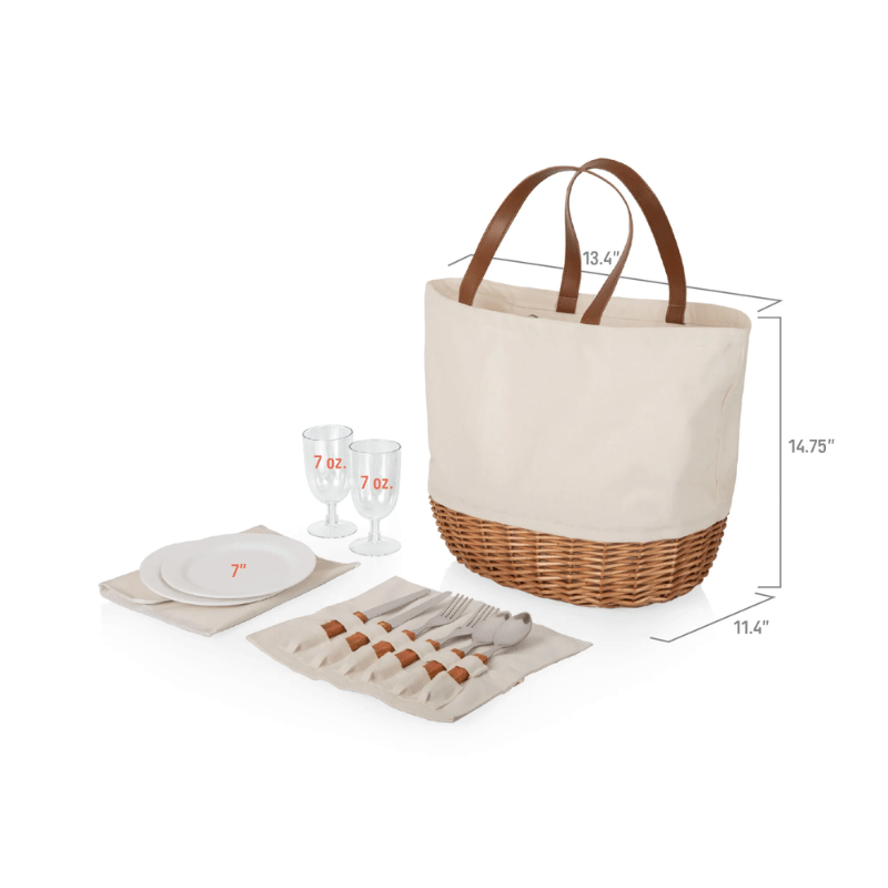 Picnic Time Promenade Picnic Basket - Beige Canvas - Dimensions of the picnic bag basket