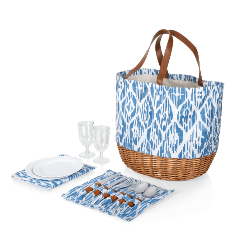 Picnic Time Promenade Picnic Basket - Moroccan Watercolor Pattern - Front  view of picnic basket