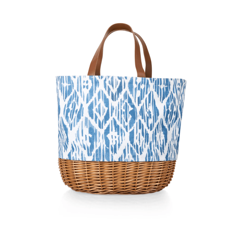 Picnic Time Promenade Picnic Basket - Moroccan Watercolor Pattern - Back view of picnic basket