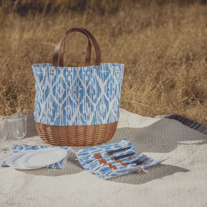 Picnic Time Promenade Picnic Basket - Moroccan Watercolor Pattern - Perfect for outdoor picnic