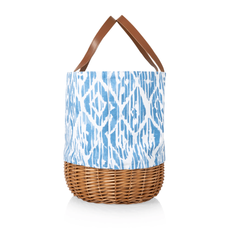 Picnic Time Promenade Picnic Basket - Moroccan Watercolor Pattern - Side view of picnic basket