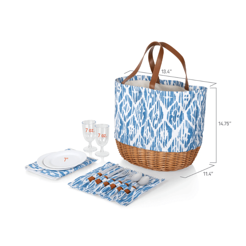 Picnic Time Promenade Picnic Basket - Moroccan Watercolor Pattern - Dimensions of the picnic basket