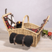 Picnic Time Somerset Picnic Basket - Red & Black Buffalo Plaid Pattern - Open view of picnic basket with blanket attached