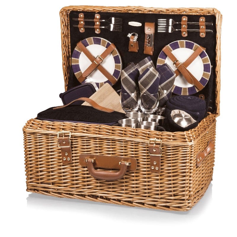 Picnic Time Windsor Picnic Basket - lid open showing accessories