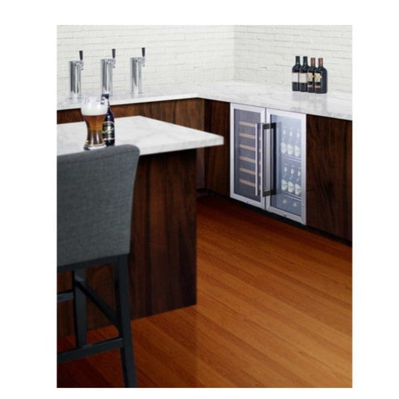 Summit 15" Wide Built-In Beverage Center - with matching wine cellar built under counter