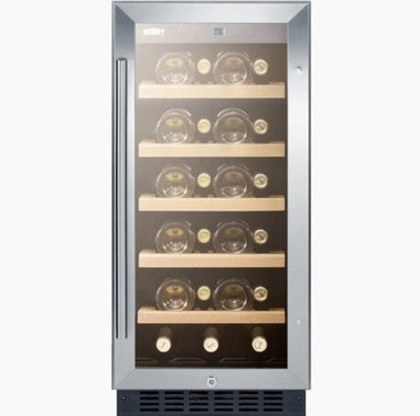 Summit 15" Wide Built-In Wine Cellar, ADA Compliant - front view with bottles inside